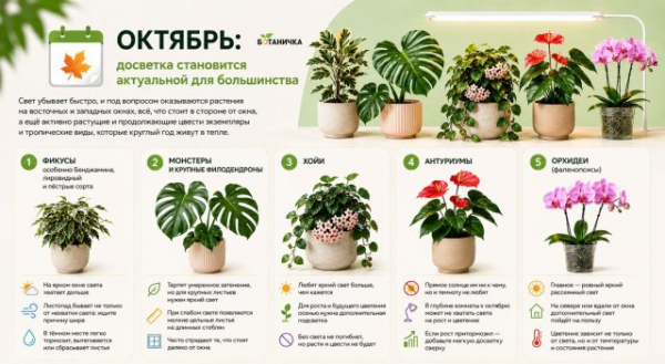 Какие комнатные растения и в каком порядке нужно досвечивать осенью? Какие комнатные растения и в каком порядке нужно досвечивать осенью?