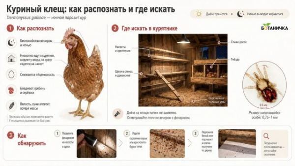 Куриный клещ в курятнике: почему птица слабеет и перестает нестись Куриный клещ в курятнике: почему птица слабеет и перестает нестись